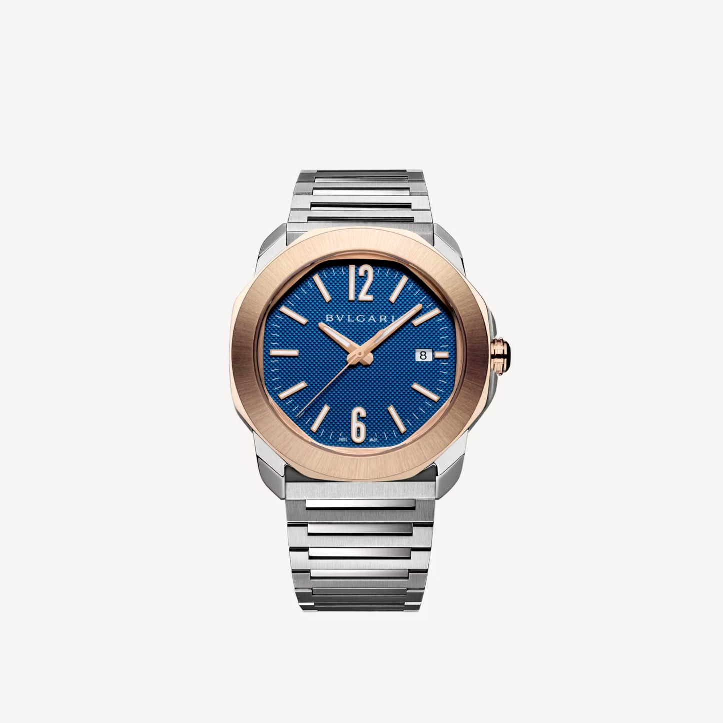 Octo Roma Steel Rose Gold Blue Watch