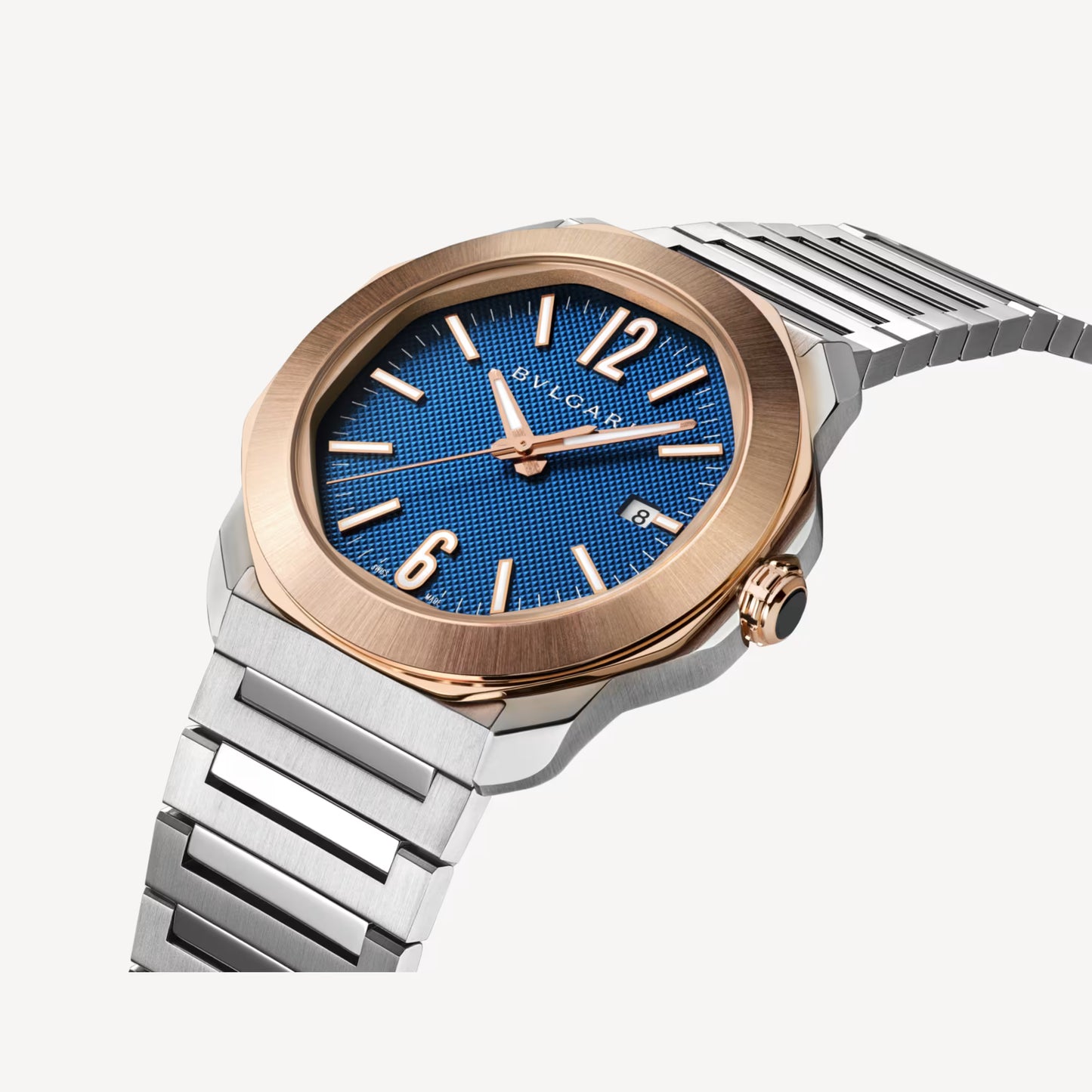 Octo Roma Steel Rose Gold Blue Watch