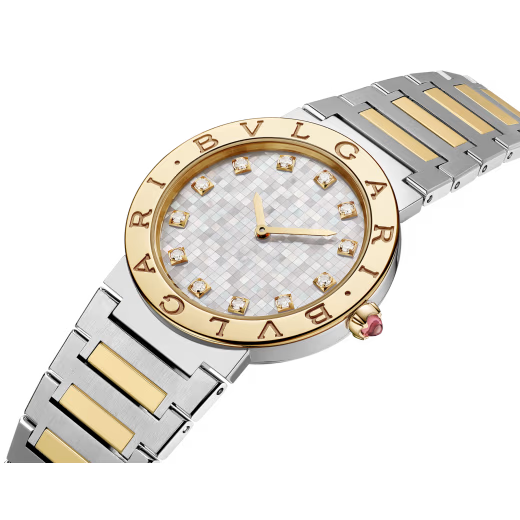 Bvlgari Yellow Gold Steel MOP Diamond Watch