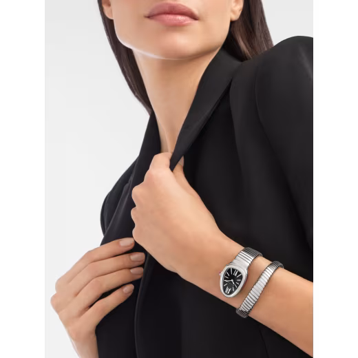Serpenti Tubogas Steel Single Spiral Black Dial Watch
