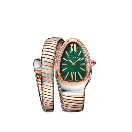 Serpenti Tubogas Rose Gold Green Diamond Watch
