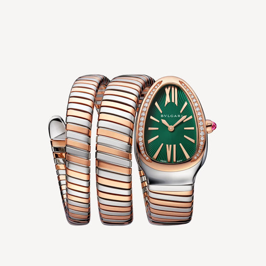 Serpenti Tubogas Rose Gold Green Diamond Spiral