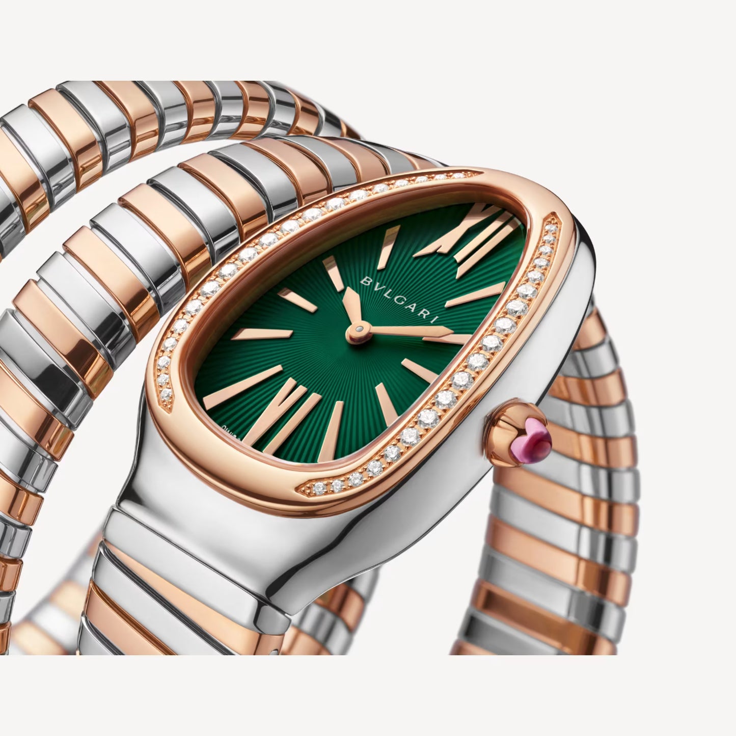Serpenti Tubogas Rose Gold Green Diamond Spiral