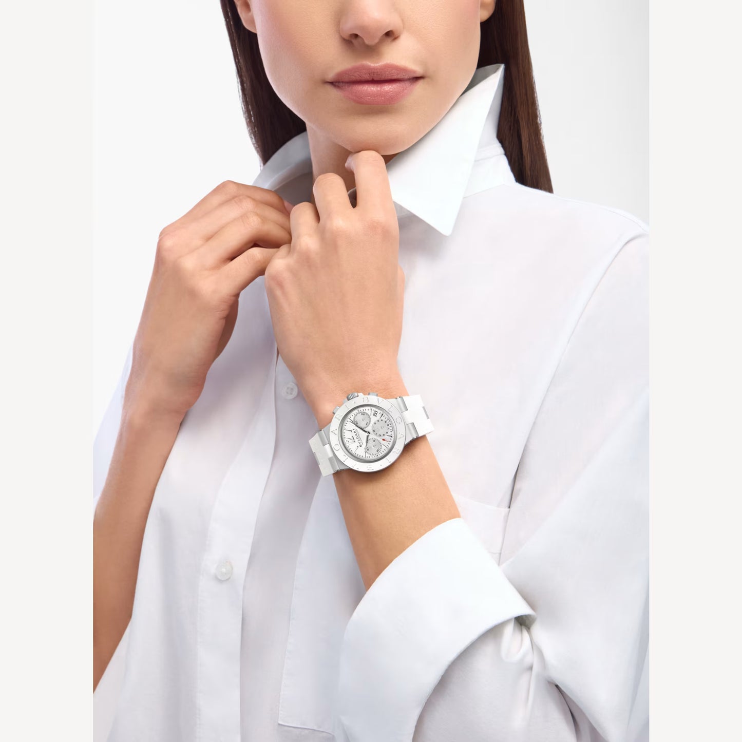 Bvlgari Aluminium White Chronograph Watch