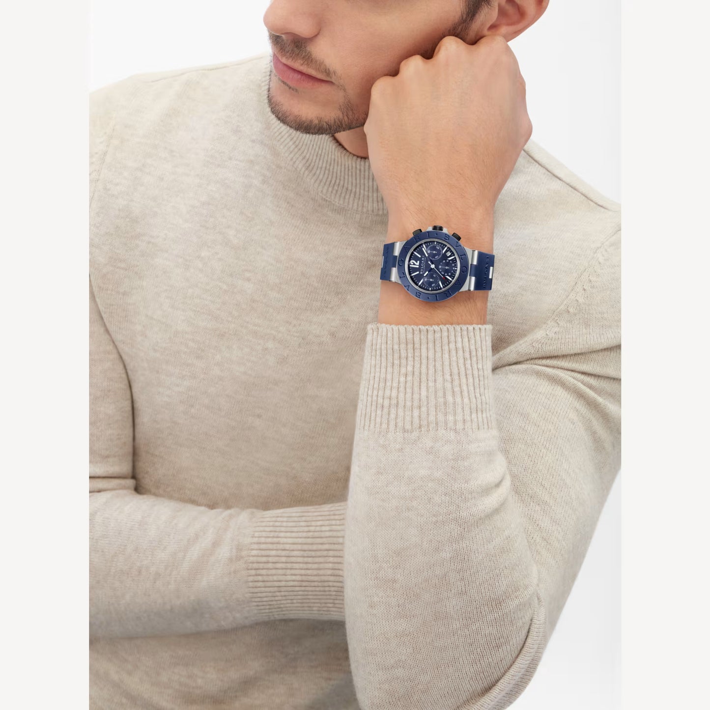 Bvlgari Aluminium Blue Chronograph Watch
