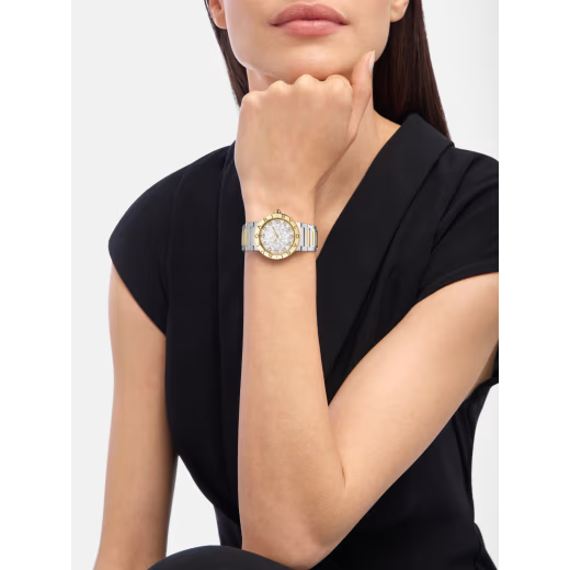 Bvlgari Yellow Gold Steel MOP Diamond Watch