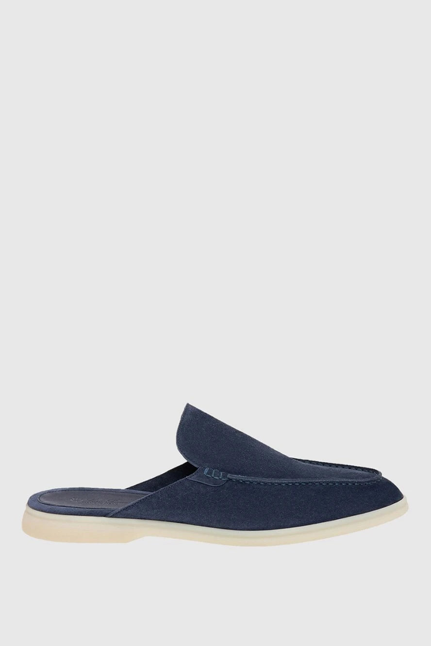 Loro Piana Backless Loafers — Dark Blue Suede