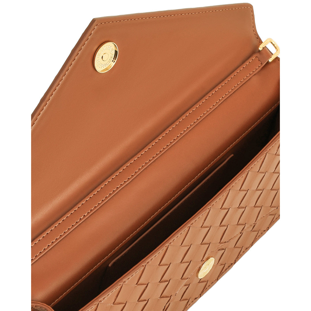 JW PEI Celeste Woven Textured Envelope Top Handle Bag - Brown by JW PEI