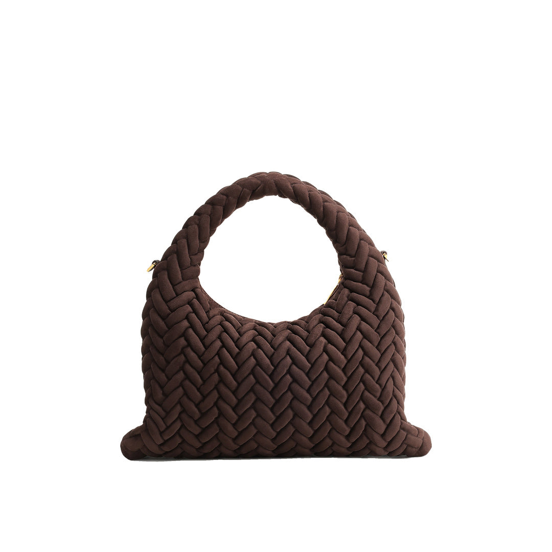 JW PEI Cora Faux Suede Quilting Handle Bag - Dark Brown by JW PEI