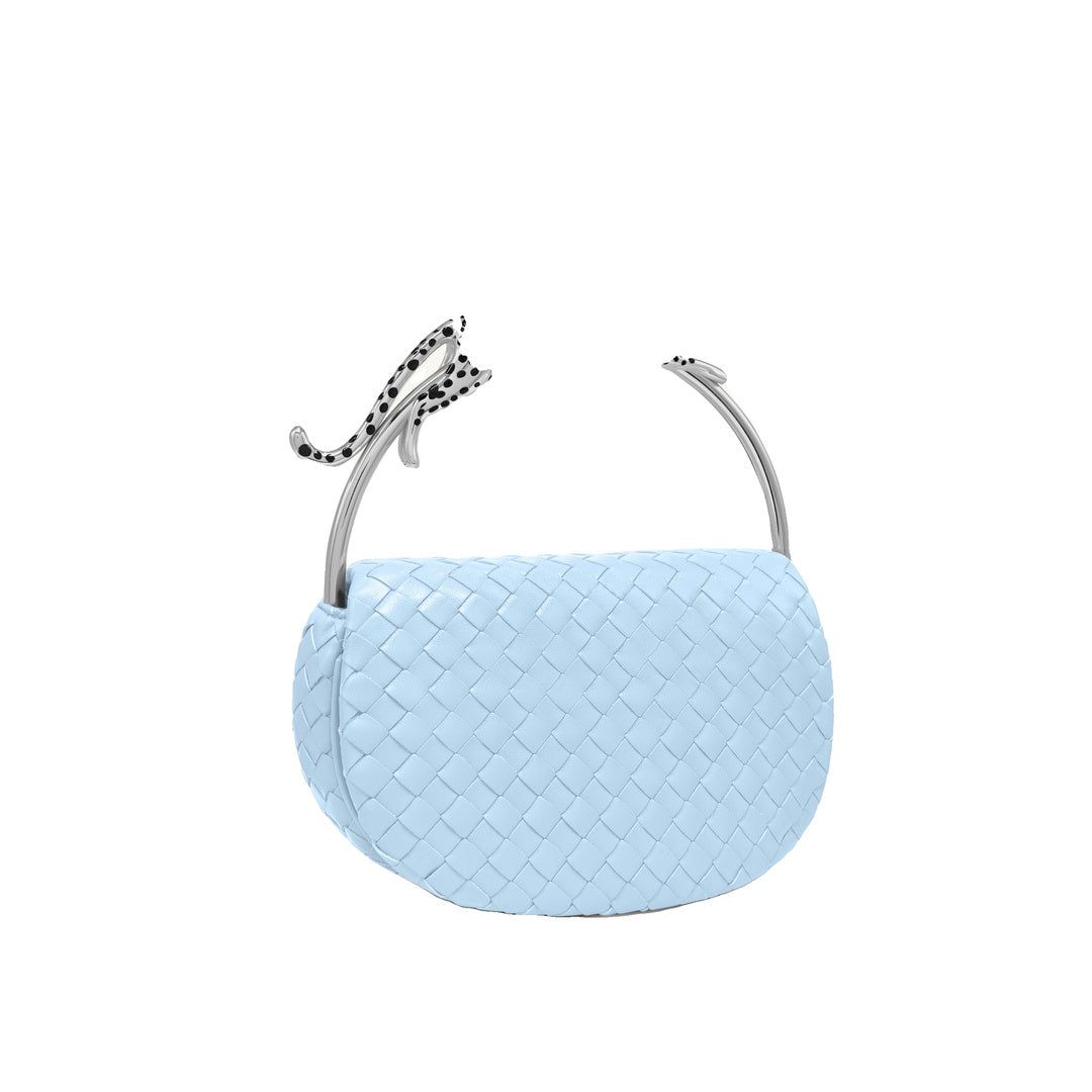 JW PEI Ione Woven Leopard Shaped Top Handle Bag - Light Blue by JW PEI