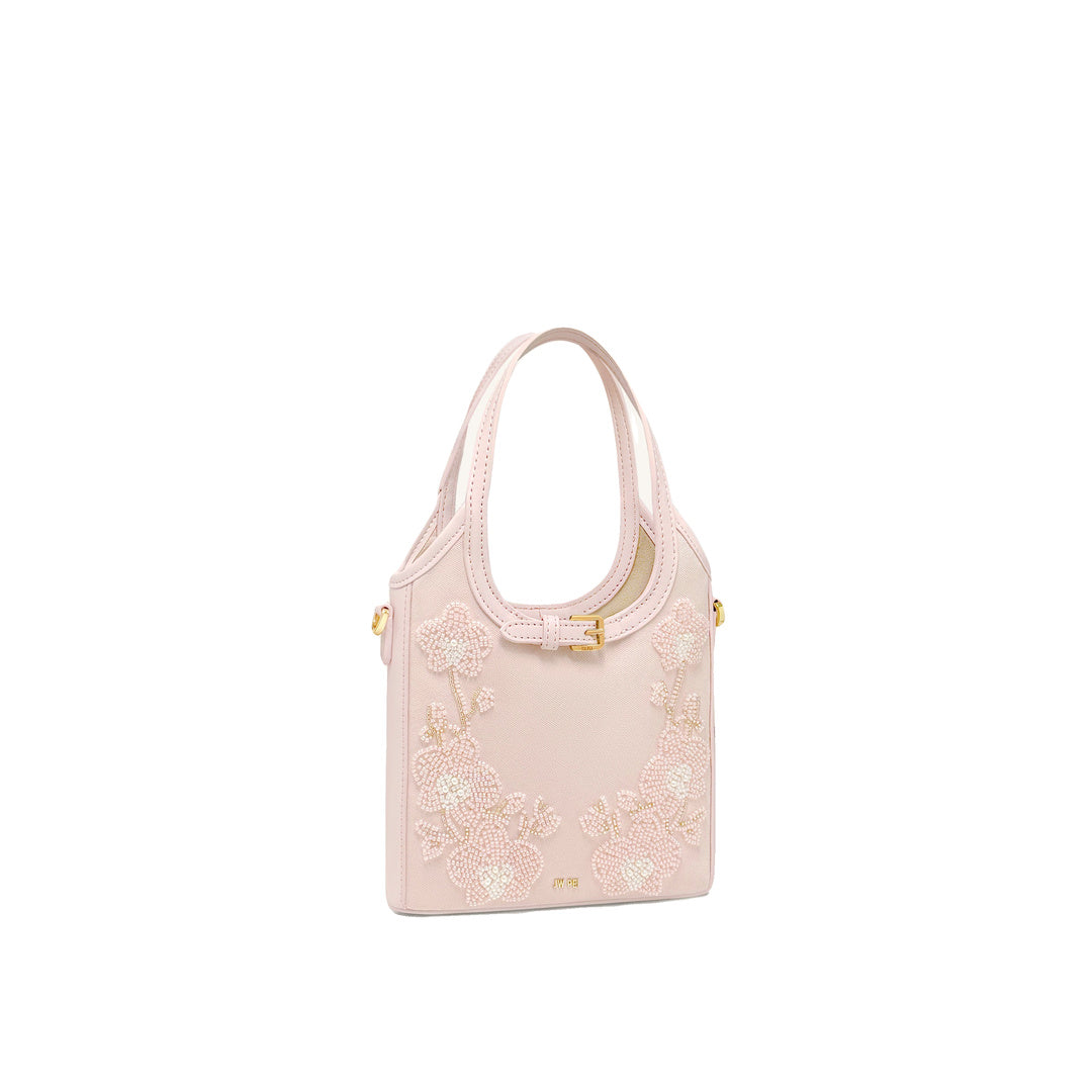 JW PEI Brooke Mini Belted Embellished Orchid Beaded Top Handle Bag - Pink by JW PEI