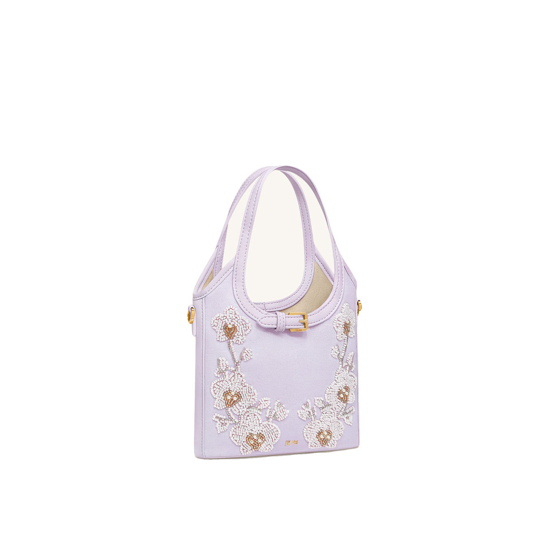 JW PEI Brooke Mini Belted Embellished Orchid Beaded Top Handle Bag - Lavender by JW PEI