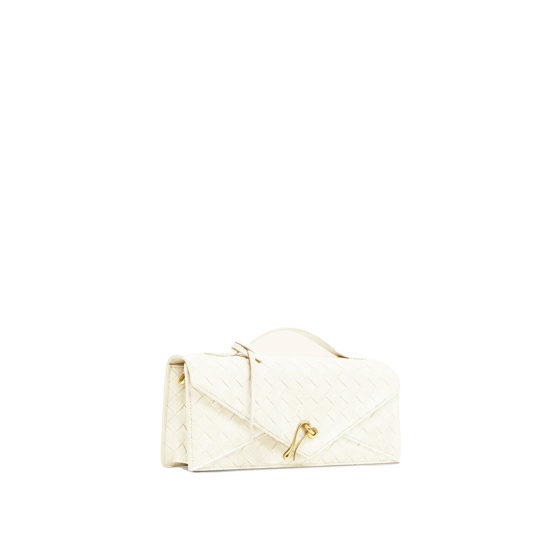 JW PEI Celeste Faux Suede Woven Textured Envelope Top Handle Bag - White by JW PEI