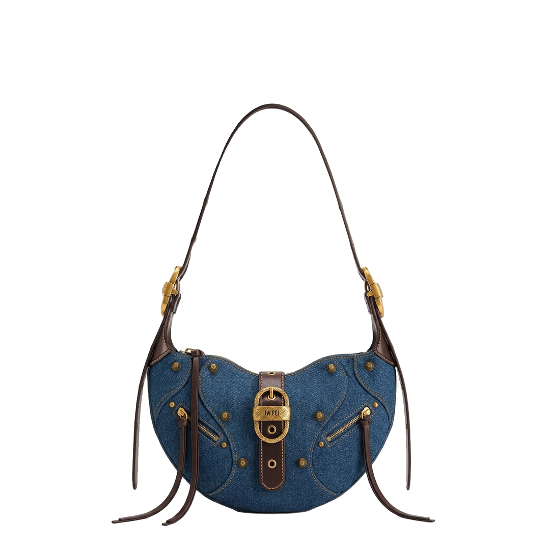 JW PEI Tessa Studded Shoulder Bag - Blue Denim by JW PEI