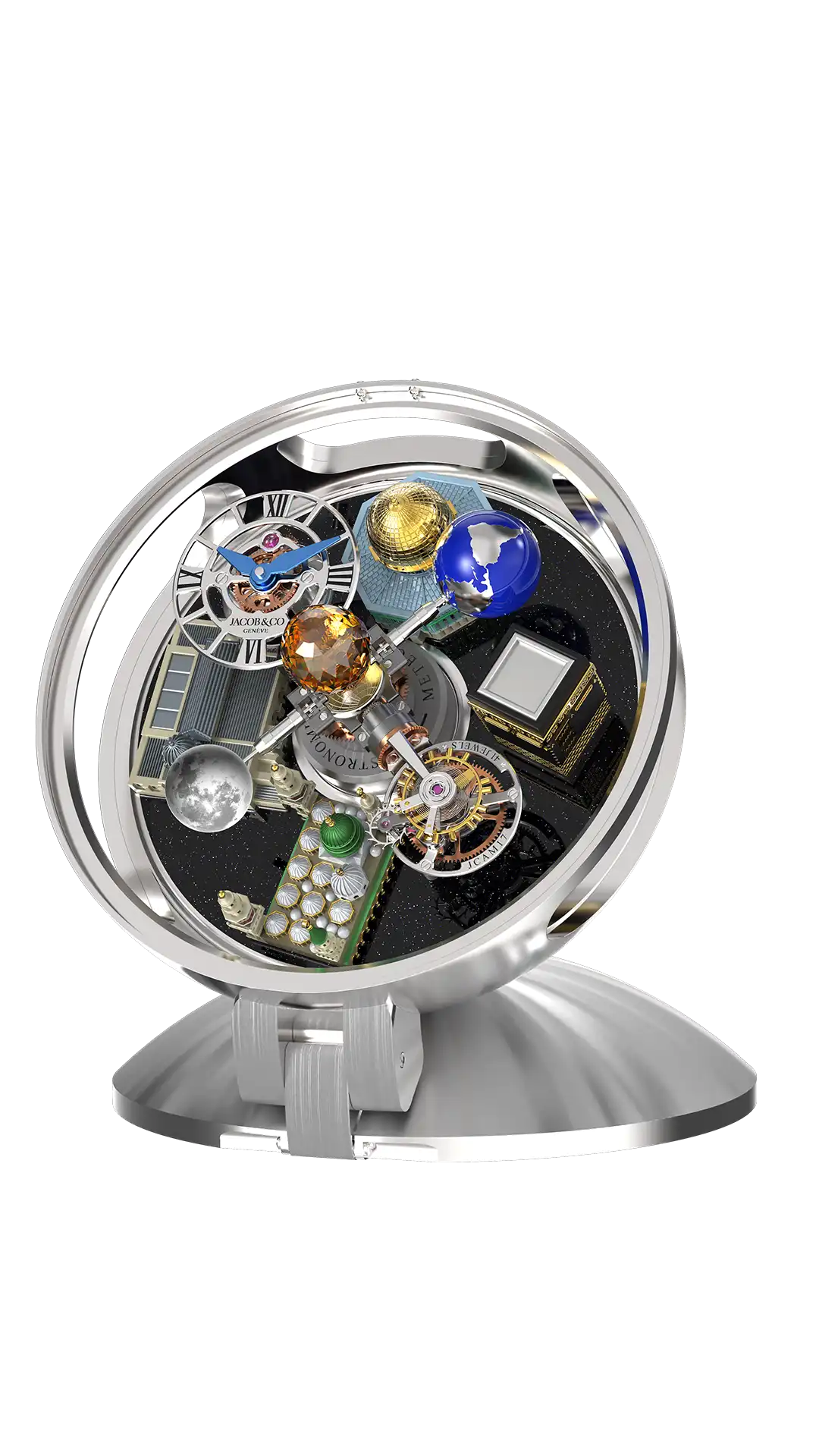 Astronomia Table Clock - White Gold