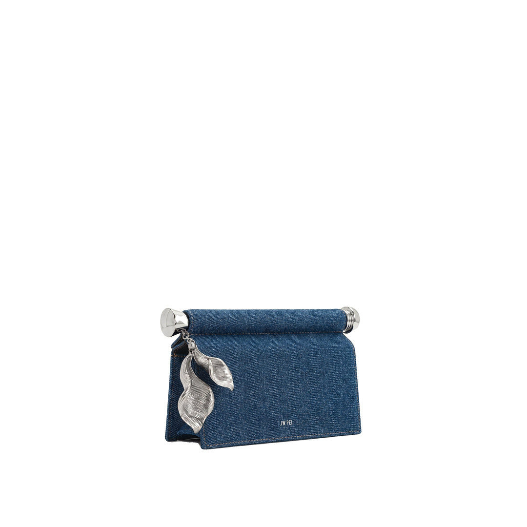 JW PEI Holly Metal Pendant Embellished Clutch - Blue Denim by JW PEI