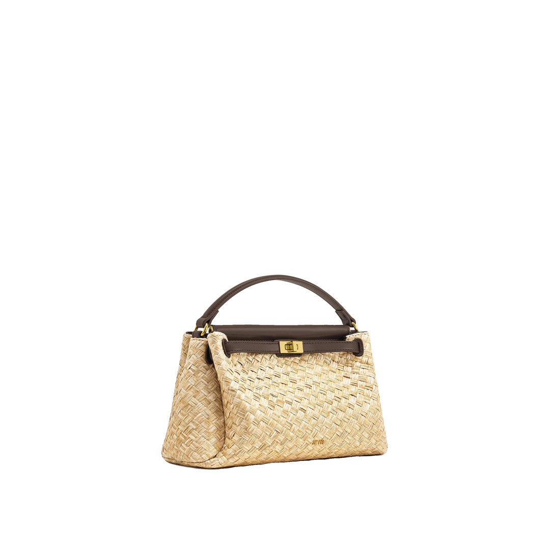 JW PEI Carmen Faux Straw Top Handle Bag - Brown by JW PEI