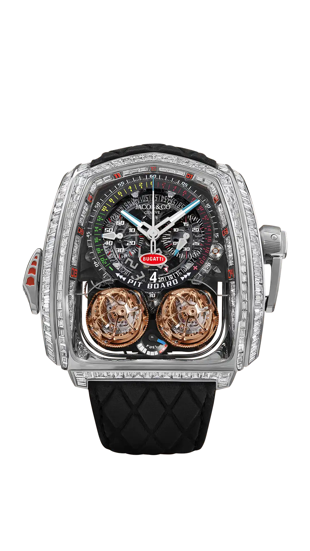 Twin Turbo Furious Baguette - Rose Gold with White Diamonds and Rubies
