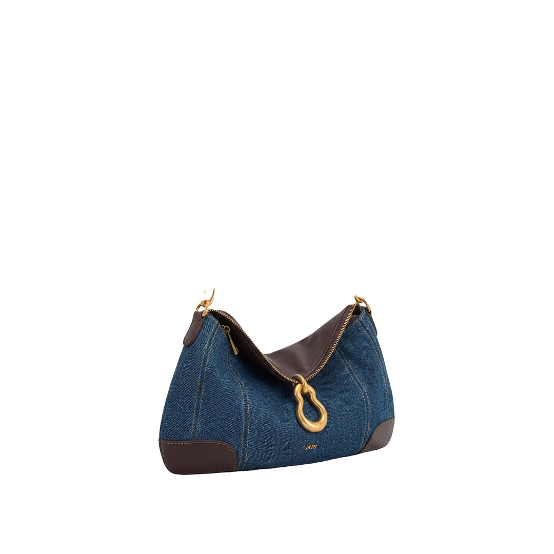 JW PEI Jayla Metal Pendant Embellished Shoulder Bag - Blue Denim by JW PEI