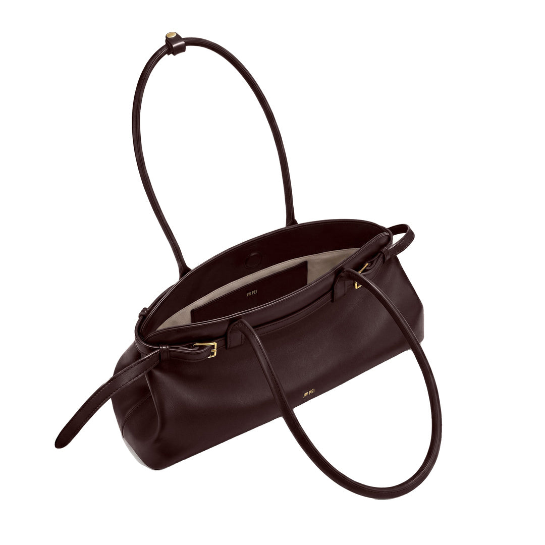 JW PEI Arden Belt Detail East-West Shoulder Bag - Dark Brown by JW PEI