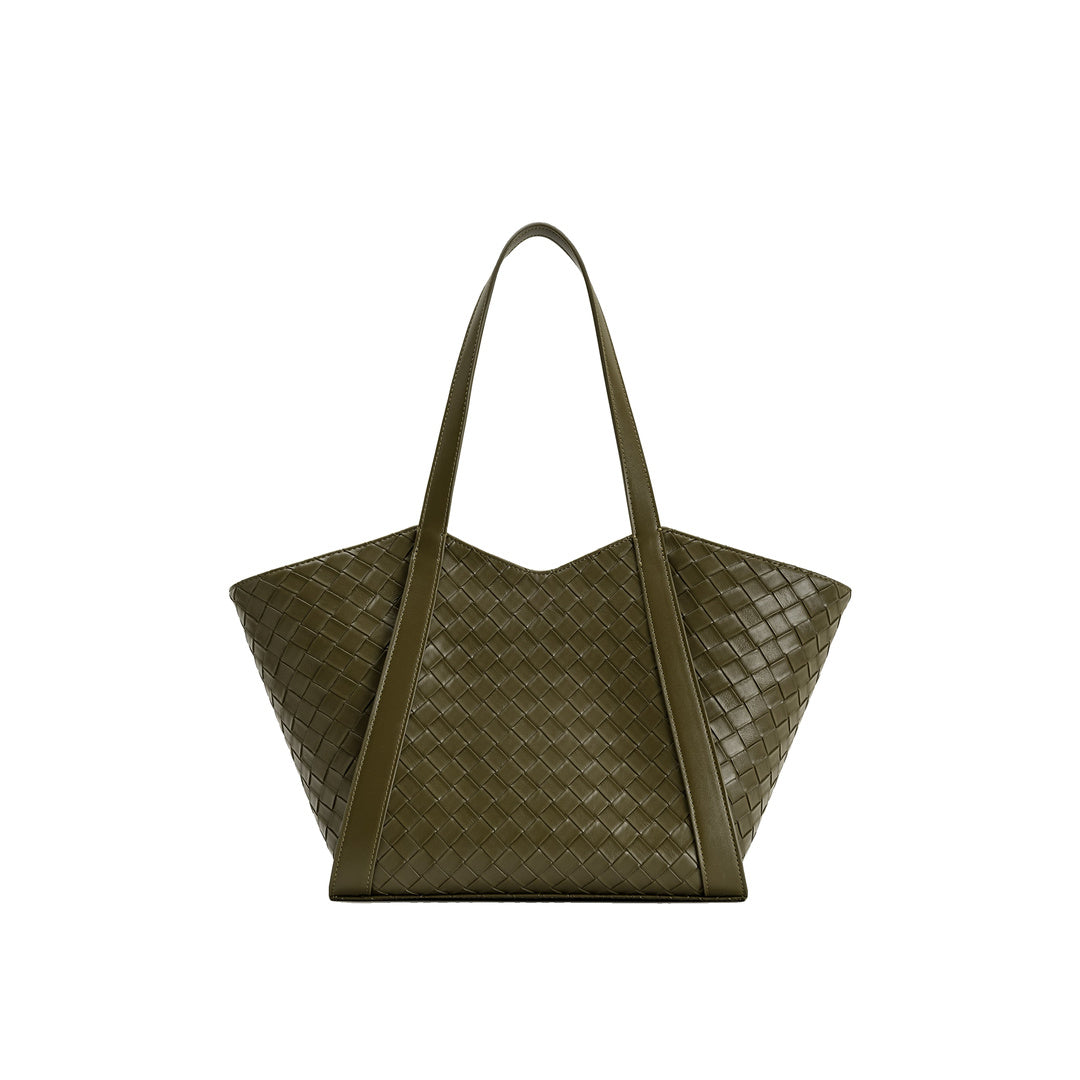 JW PEI Kiana Large Capacity Weave Texture Tote Bag - Dark Olive by JW PEI