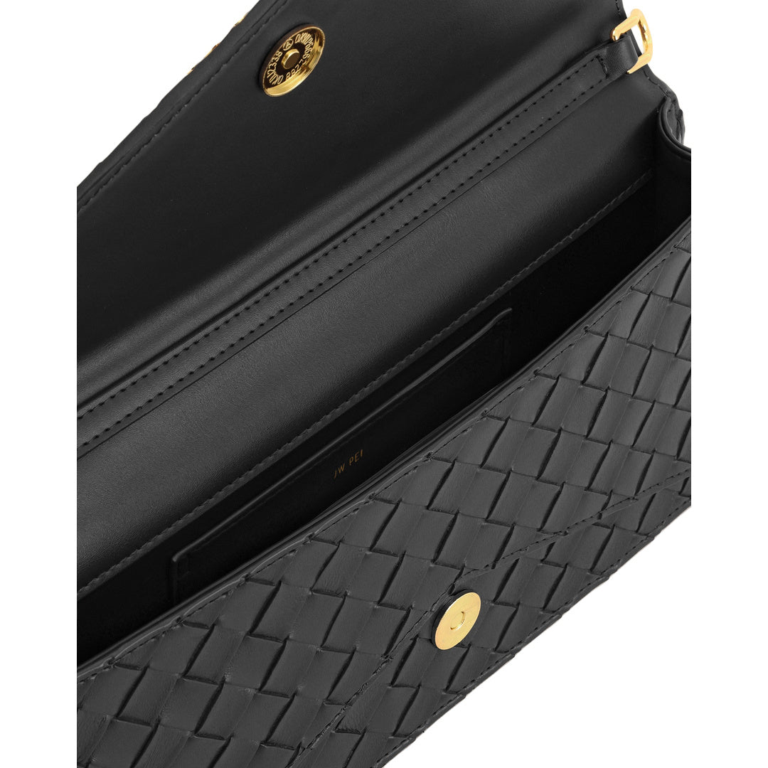 JW PEI Celeste Woven Textured Envelope Top Handle Bag - Black by JW PEI