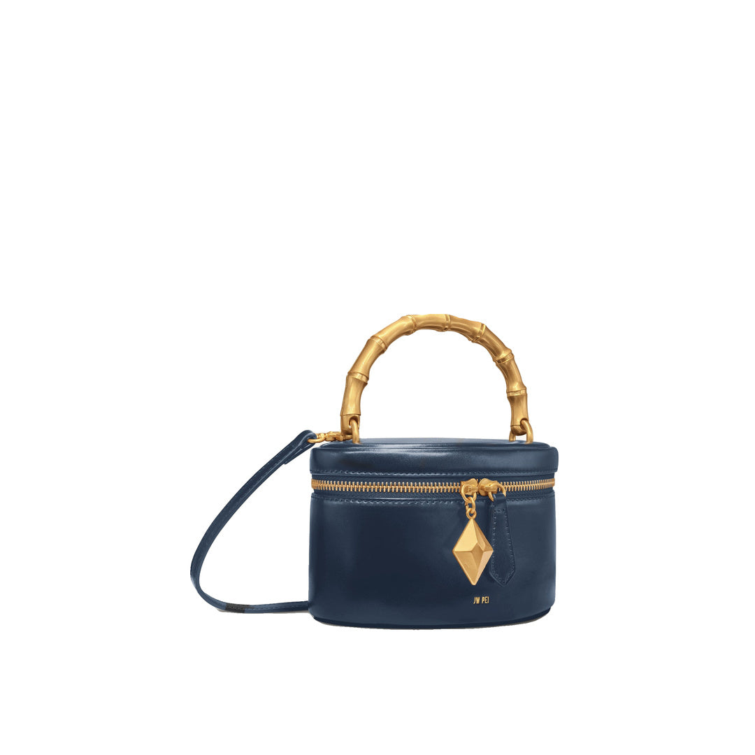 JW PEI Natalie Metal Geometric Pendant Handle Bag - Navy by JW PEI