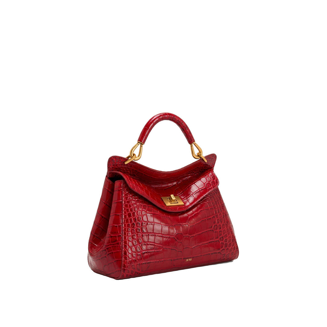 JW PEI Lucia Classic Top Handle Bag - Burgundy Croc by JW PEI