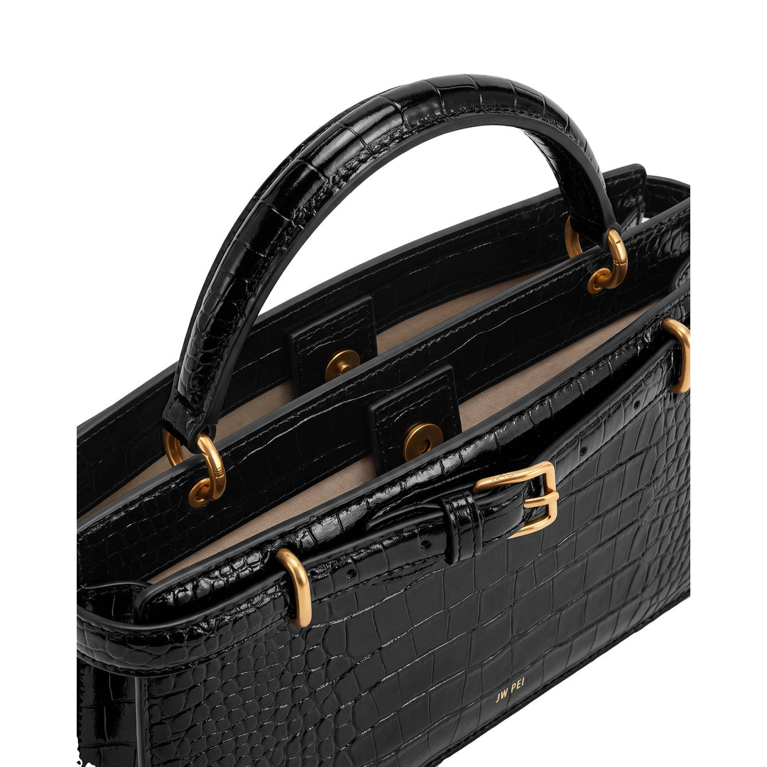 JW PEI Elena Classic Top Handle Bag - Black Croc by JW PEI
