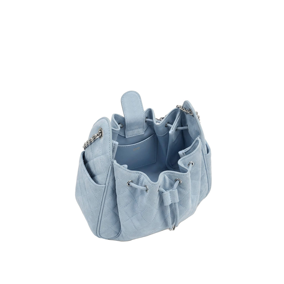 JW PEI Rowan Faux Suede Quilted Chain Bucket Bag - Blue by JW PEI
