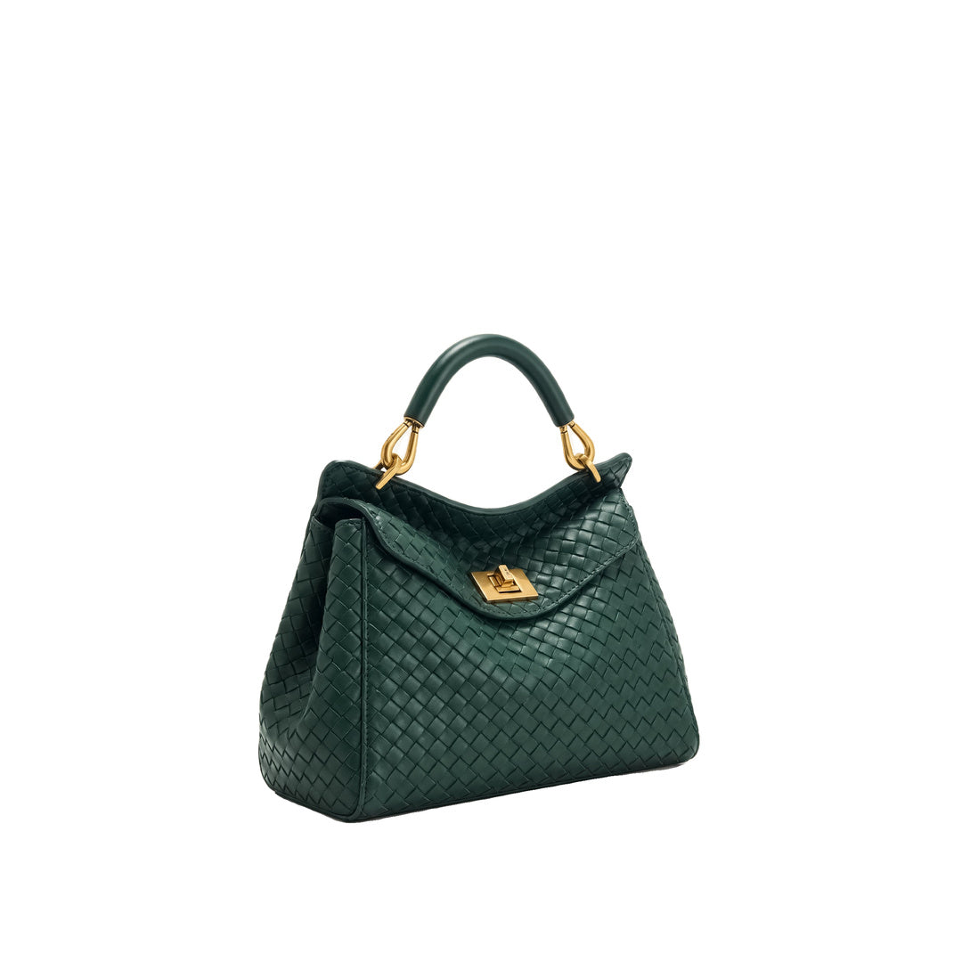 JW PEI Lucia Classic Woven Top Handle Bag - Forest Green by JW PEI