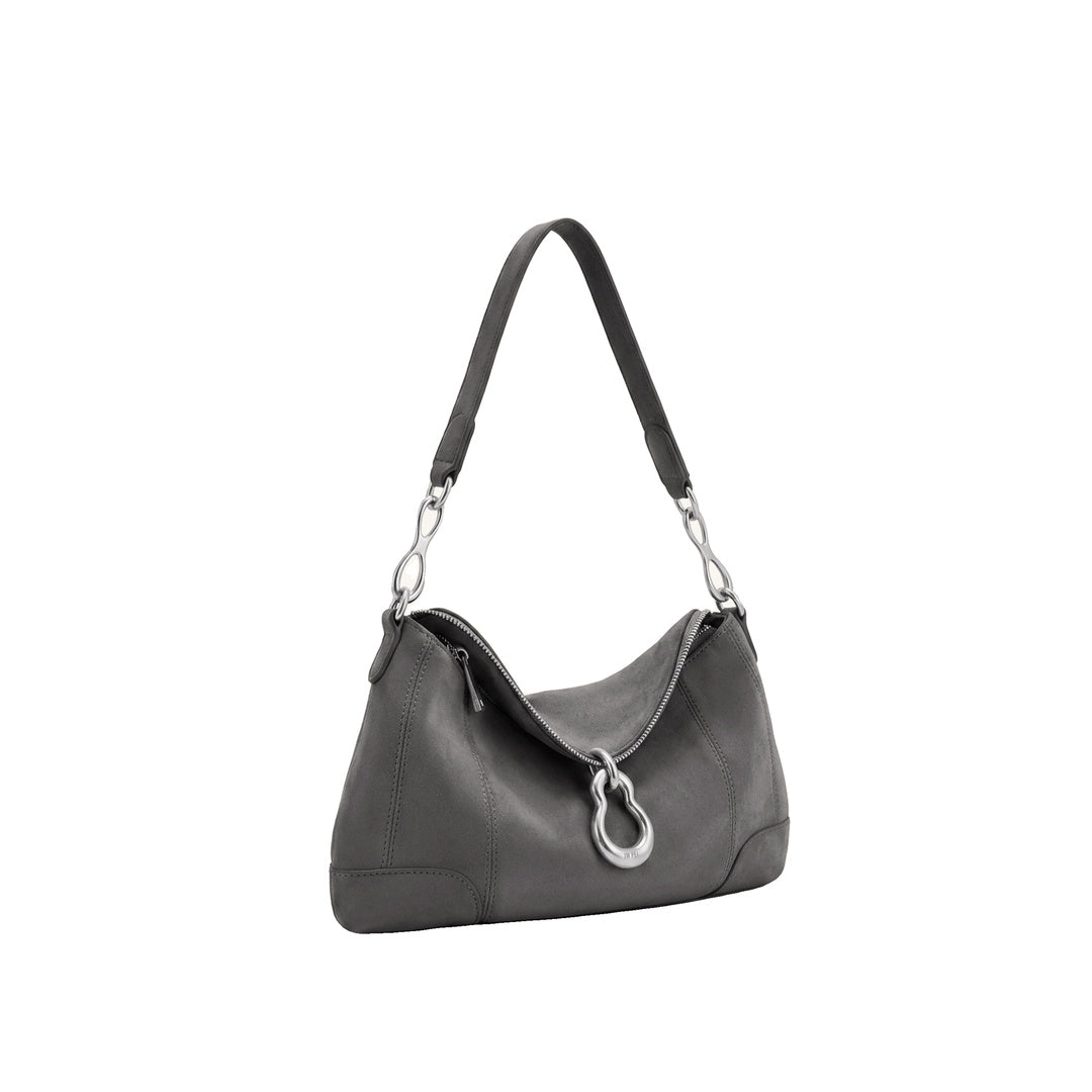 JW PEI Jayla Faux Suede Metal Pendant Embellished Shoulder Bag - Dark Grey by JW PEI