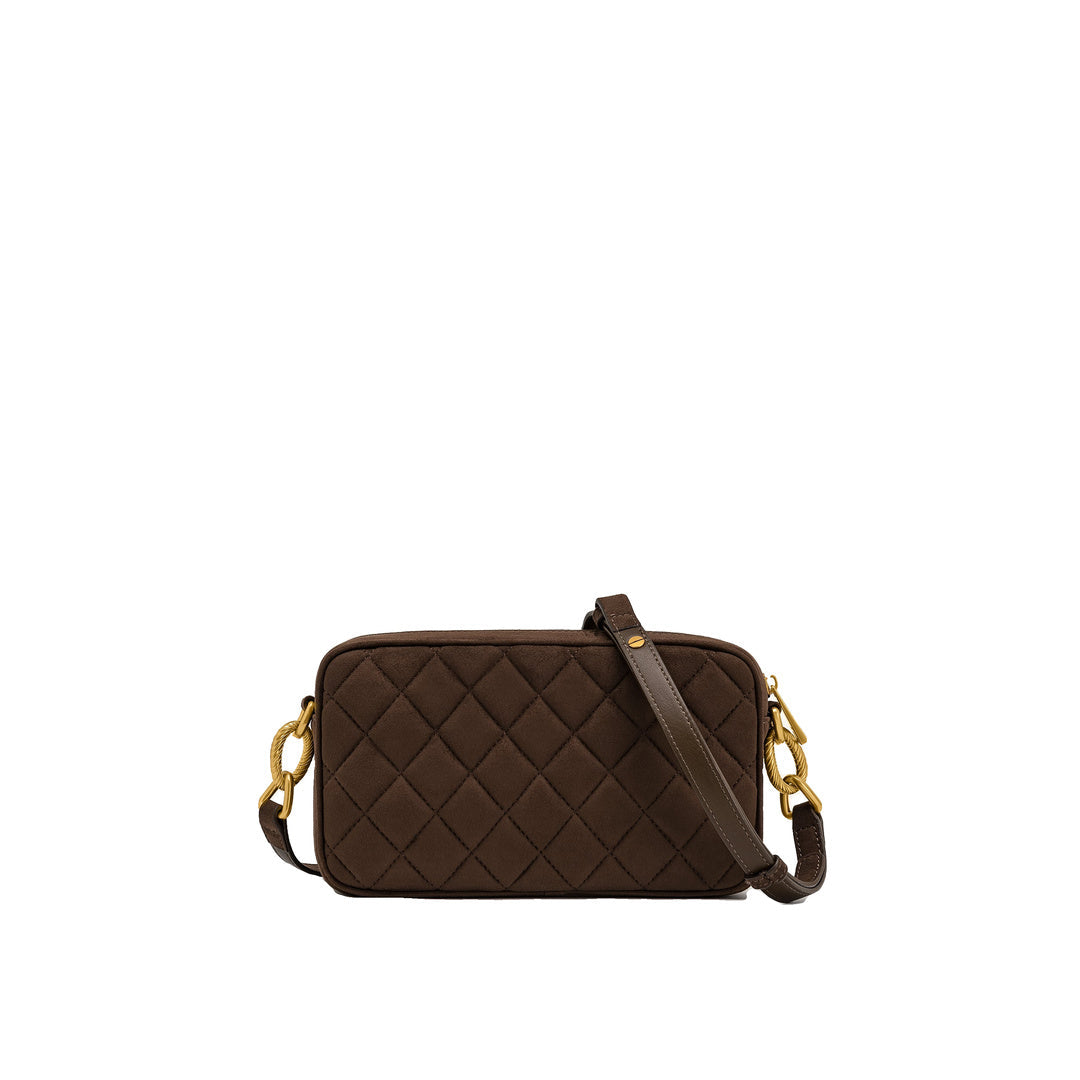 JW PEI Riley Faux Suede Dachshund Quilted Shoulder Bag - Dark Brown by JW PEI