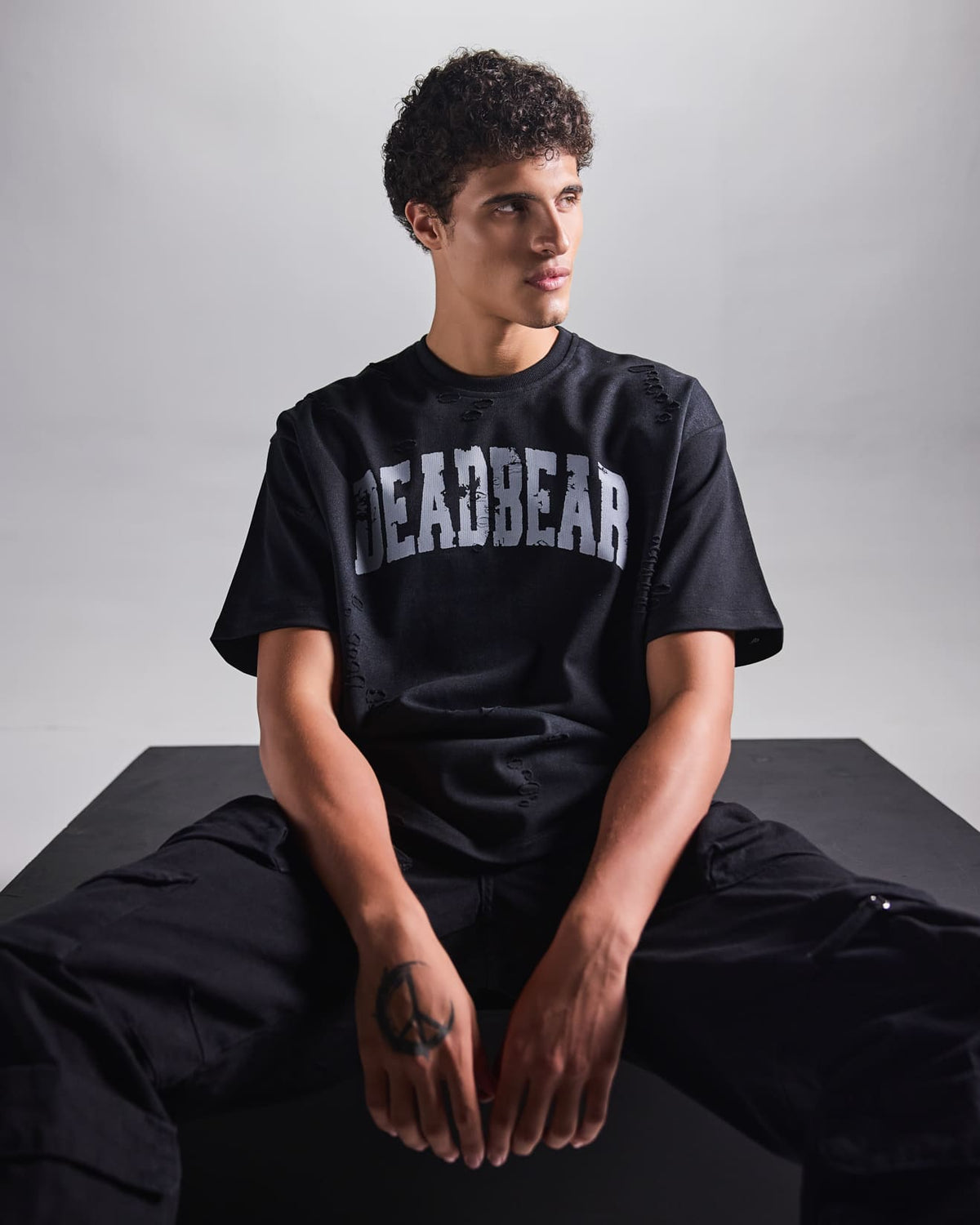 Distressed Washed Black Tee by DEADBEAR