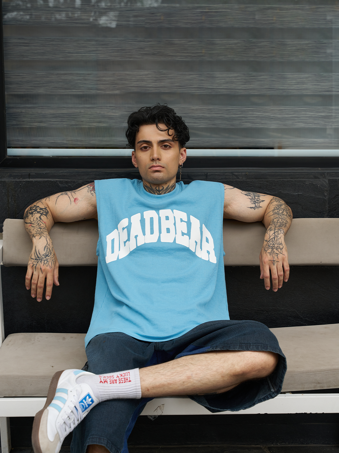 Waffle Tank Powder Blue by DEADBEAR