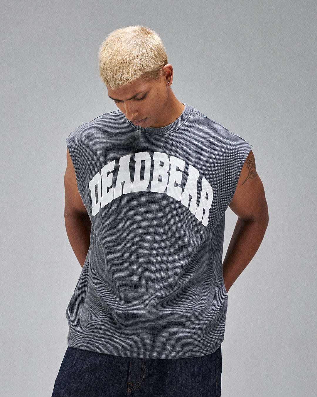 Waffle Tank Washed Grey by DEADBEAR