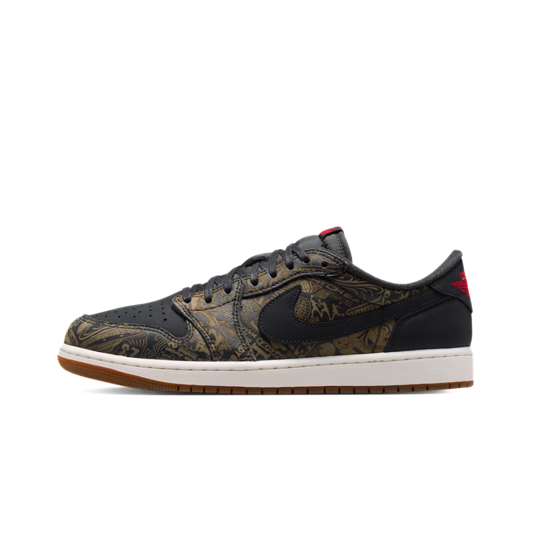 Jordan 1 Retro Low OG Laser Black University Red by Nike Air Jordan