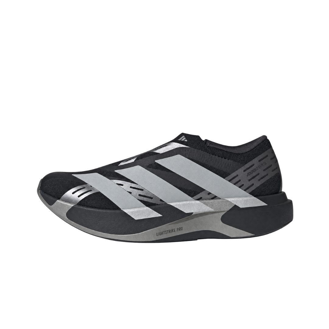 adidas Adizero EVO SL Laceless LIGHTSTRIKEPRO Core Black Silver Night Metallic by ADIDAS RUNNING