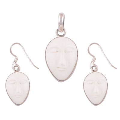 925 Sterling Silver Bone Face Pendant Sets - R3600227-1