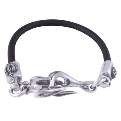 925 STERLING SILVER PLAIN RUBBER BRACELET - R5400075-6