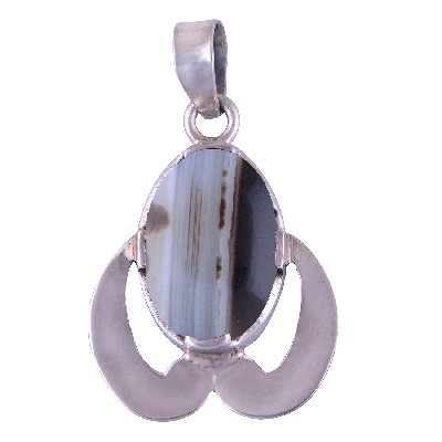 Striped Onyx 925 Sterling Silver Pendant - R100472-1