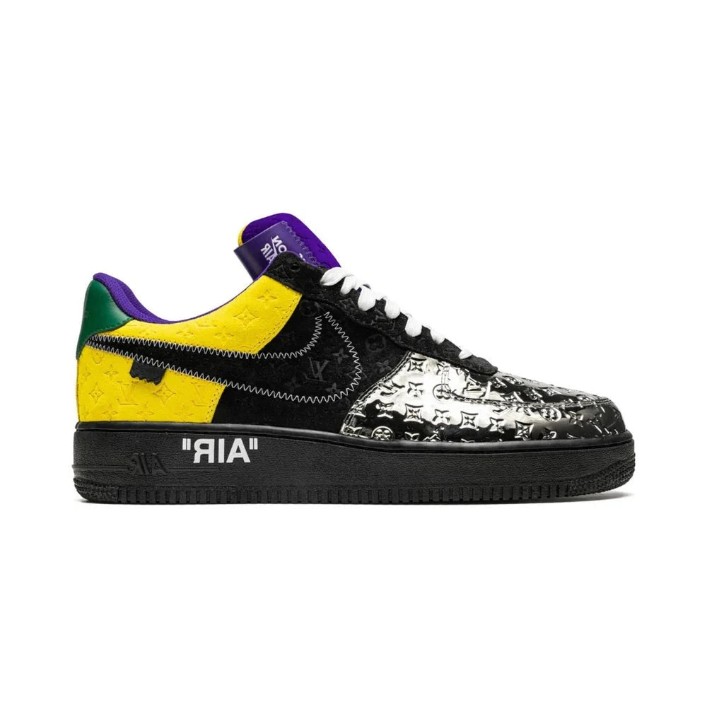 LOUIS VUITTON NIKE AIR FORCE 1 LOW BY VIRGIL ABLOH BLACK METALLIC SILVER - Zeuskicks