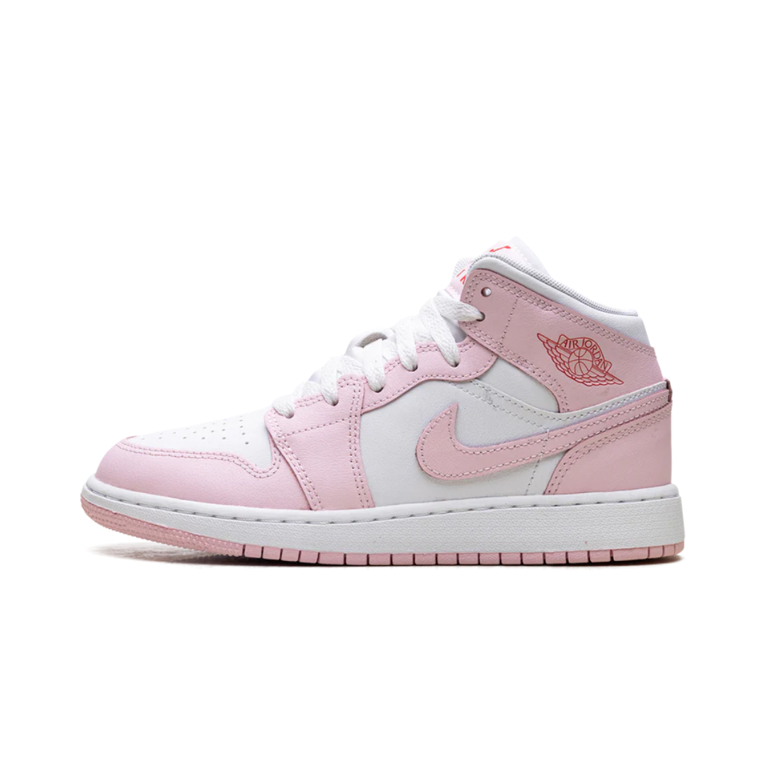 Jordan 1 Mid Pink Foam Fire Red (GS) by Nike Air Jordan