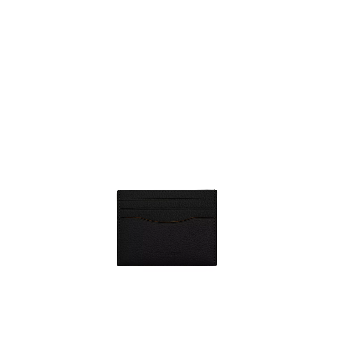 COACH Slim Id Card Case pebbled leather Black by COACH