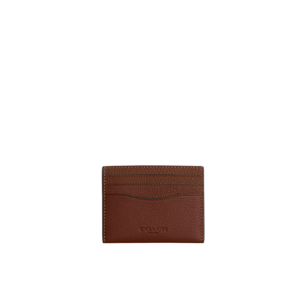 COACH Slim Id Card Case pebbled leather Saddle by COACH