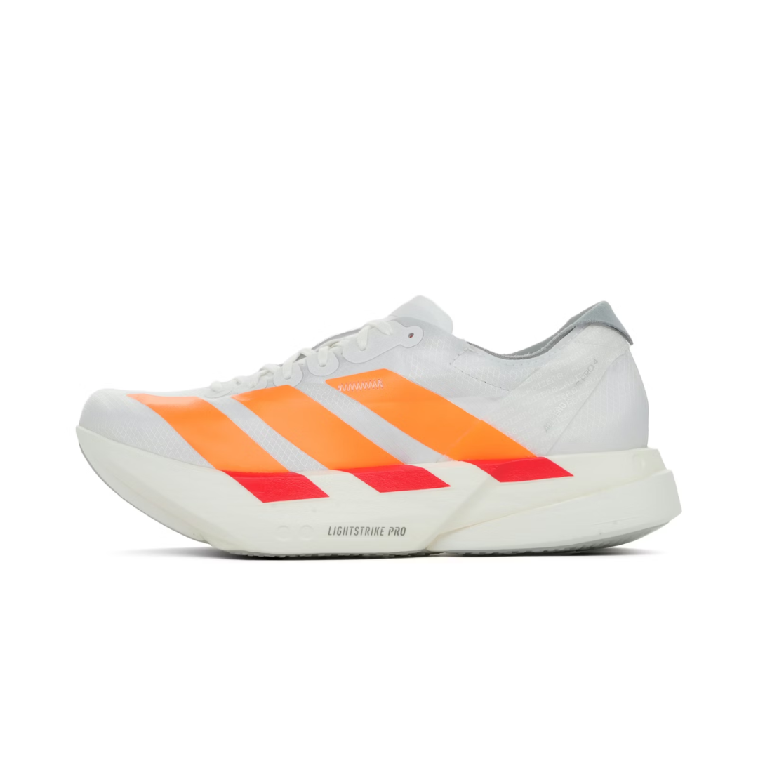 adidas Adizero Adios Pro 4 White Lucid Orange Red by ADIDAS RUNNING
