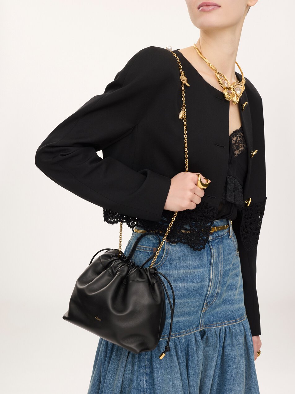 CHLOE Small Chloé Icons shoulder bag with chain in soft leather Black by CHLOE