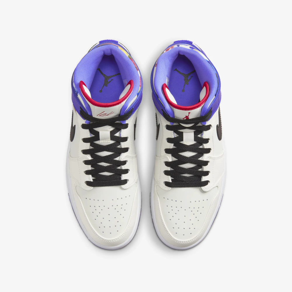 Air Jordan 1 Mid Se Valentines Day Special Edition Flowers Sail/Black-White