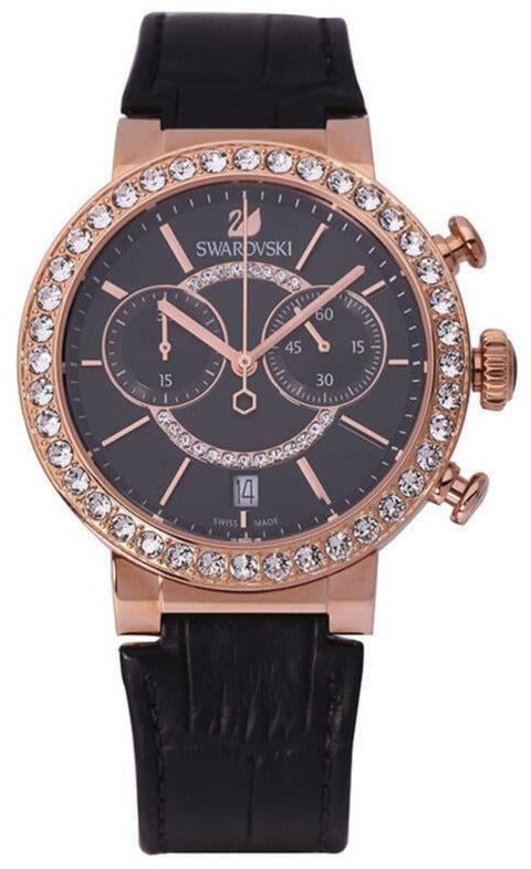 Swarovski Crystal watch, Leather strap, Black, Stainless Steel — product photo (5055209)