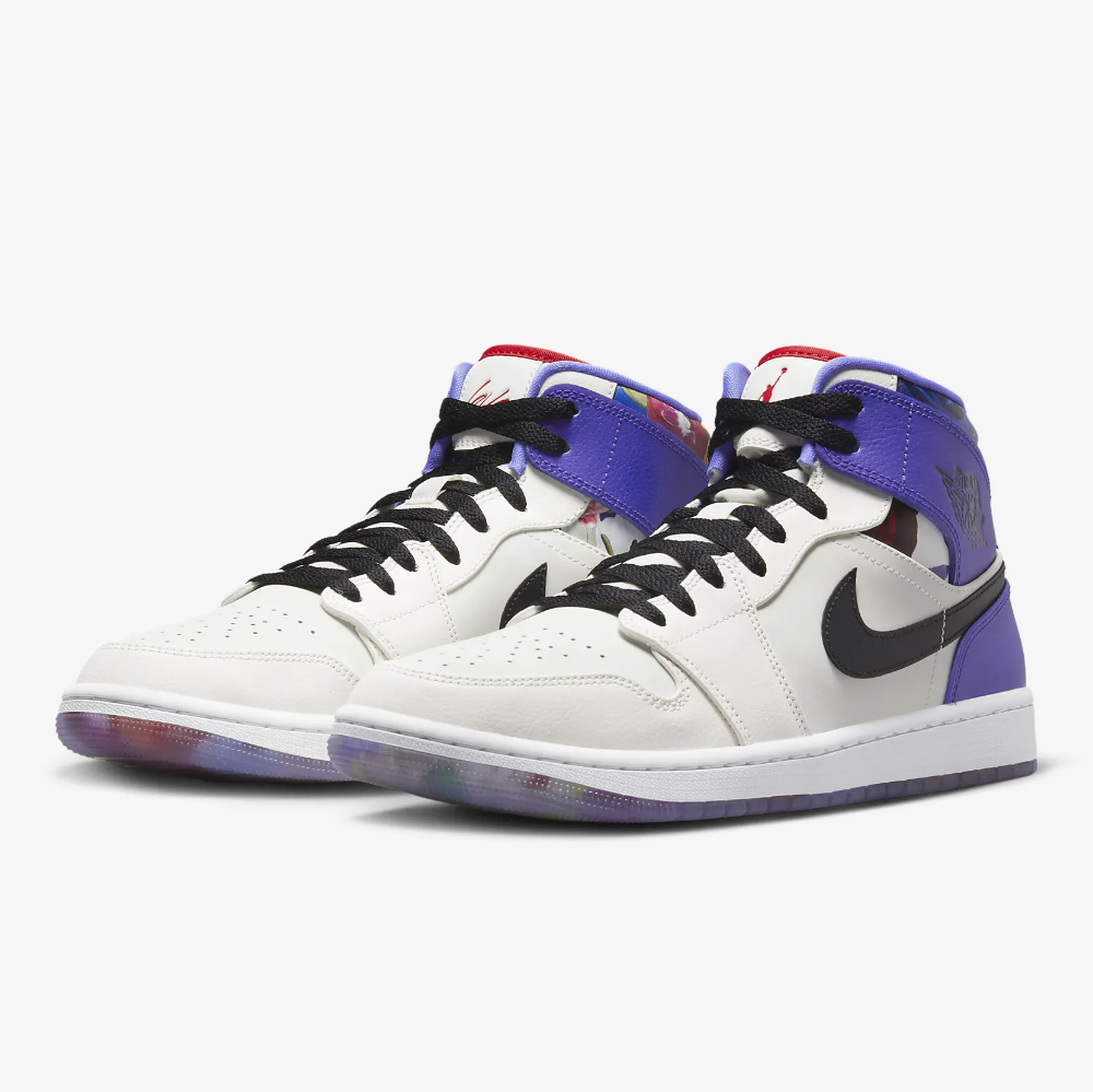 Air Jordan 1 Mid Se Valentines Day Special Edition Flowers Sail/Black-White
